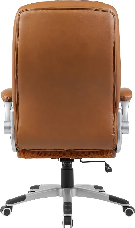 Irodai szék, barna ekobőr/ezüst, teherbírás 150 kg, GREKO