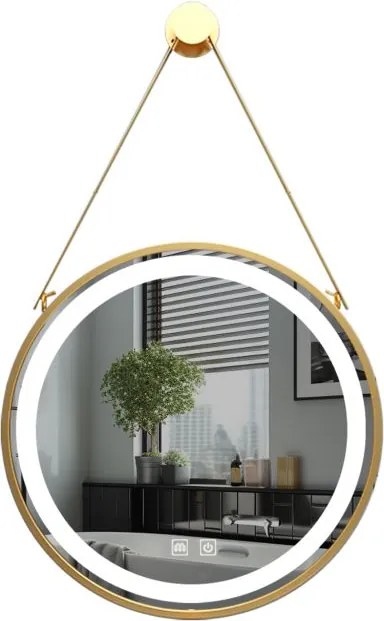 IREDA Fürdőszobai LED tükör világítással arany keret 80 cm