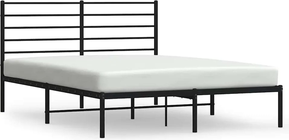 vidaXL fekete fém ágykeret fejtámlával 120 x 190 cm
