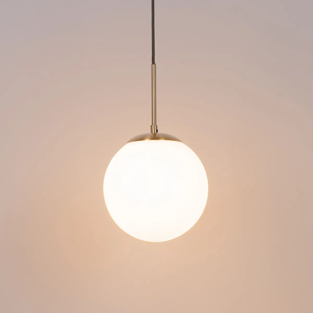 Art Deco függőlámpa arany színben, opálüveggel, fehér 1 fázisú sínadapterrel - Slimline Flore