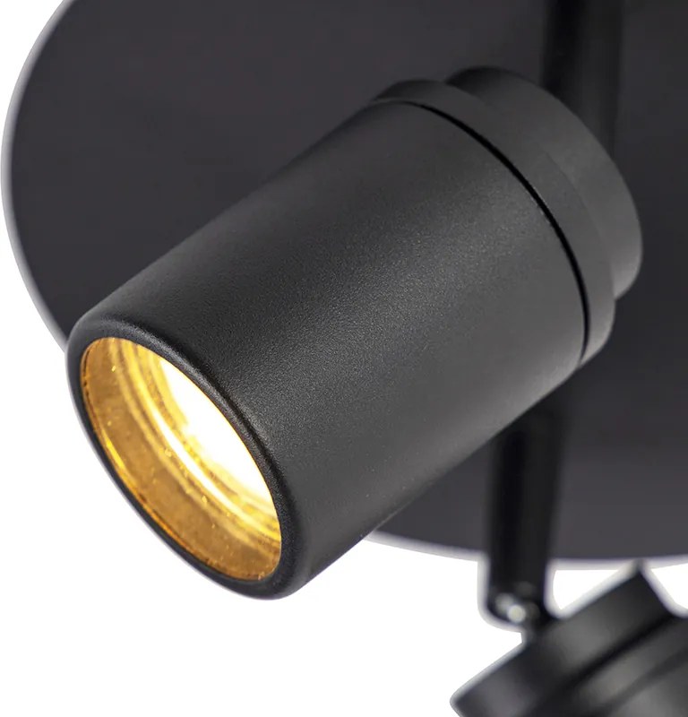 Okos, modern fekete spotlámpa GU10 2-lámpás IP44 - Ducha