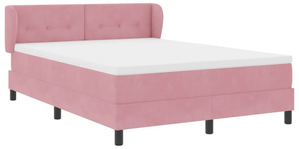 Boxspring Ágy Mattal Rózsaszín 140x200 cm Bársony