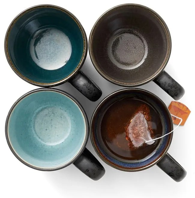 Fekete-sötétkék kerámia bögre szett 4 db-os 300 ml Gastro Black/Mix – Bitz