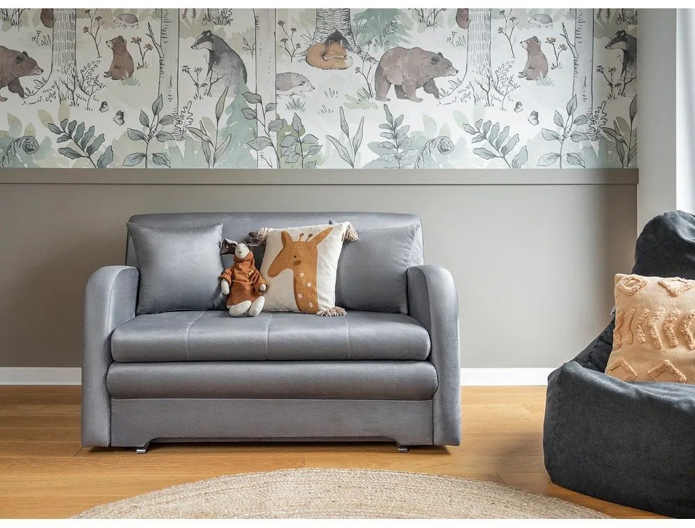 Világosszürke bársony kinyitható kanapé 130 cm Ario – ELTAP