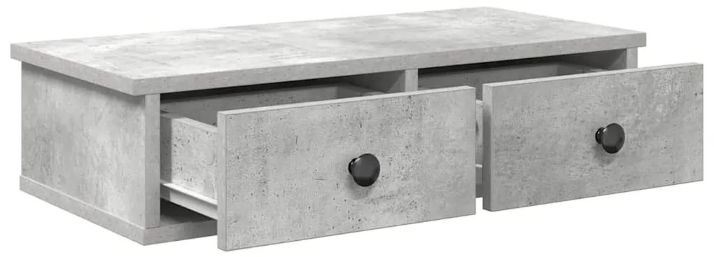 Falipolc fiókokkal betonszürke 60x28x15 cm műszaki fa