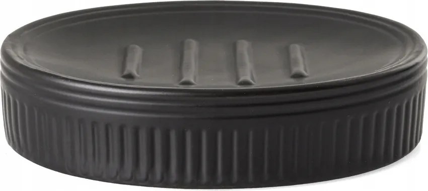 Fürdőszobai szappantartó szabadonálló kerámia fekete 9,3x12,9cm 1db