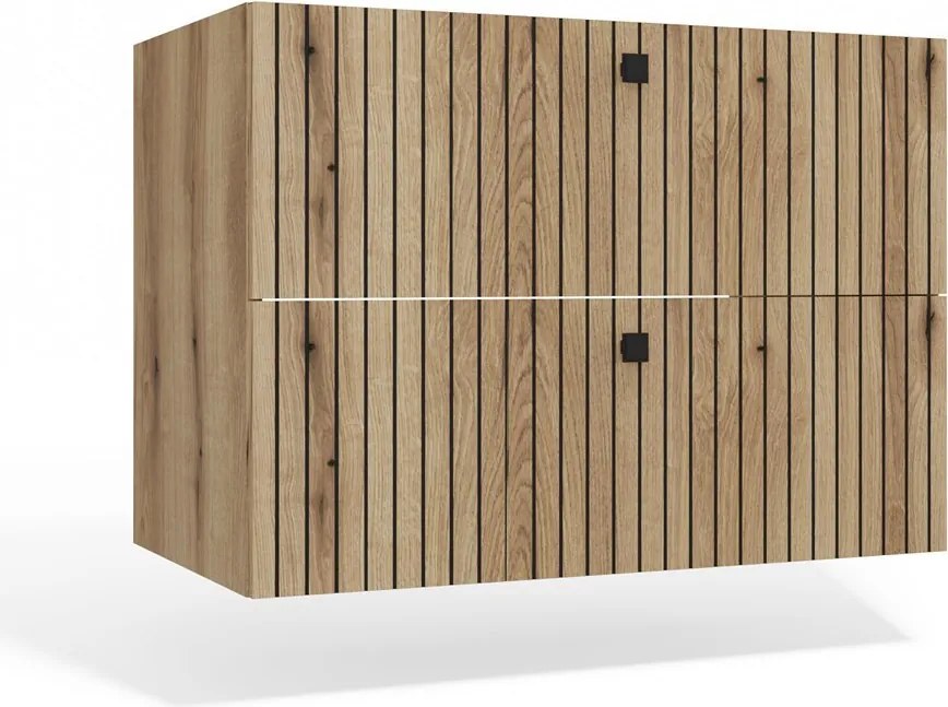 TIGO 80 2S fürdőszoba fali mosdószekrény, 80x45.5x57 cm tölgy (mosdókagyló nélkül)