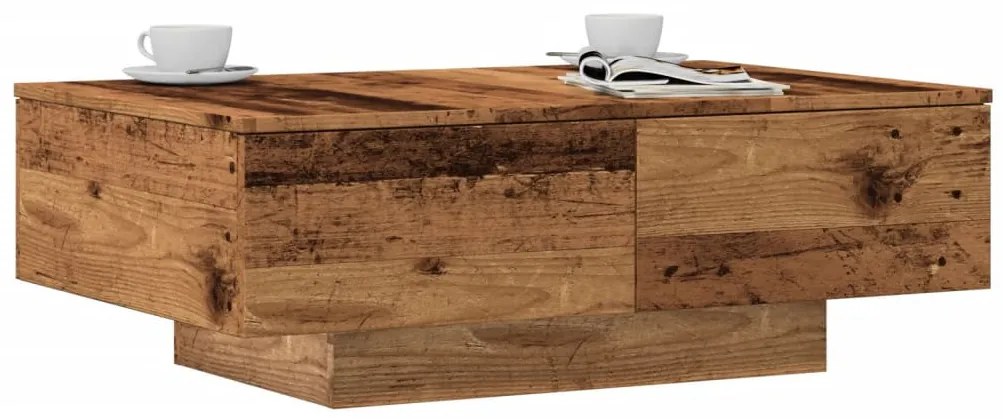 Antik fa színű szerelt fa dohányzóasztal 90 x 60 x 31 cm