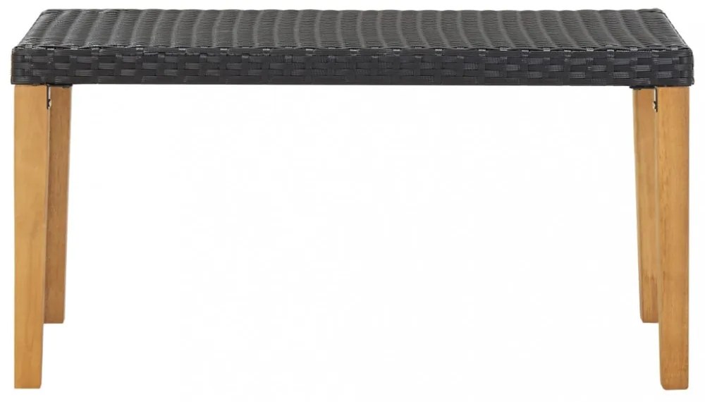 fekete polyrattan és tömör akácfa kerti pad 120 cm