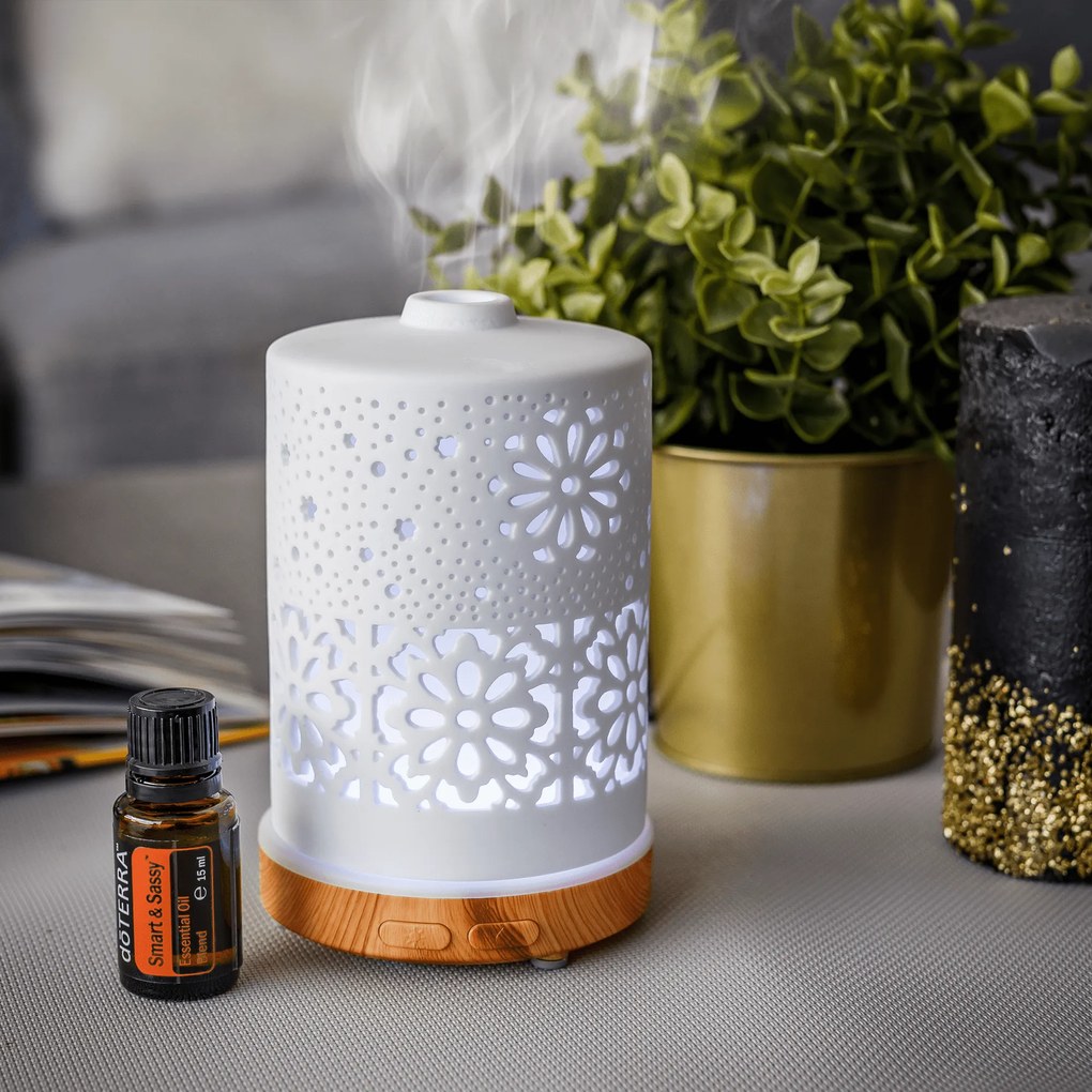 Aroma diffúzor/párásító, fehér/natúr, AMAYA