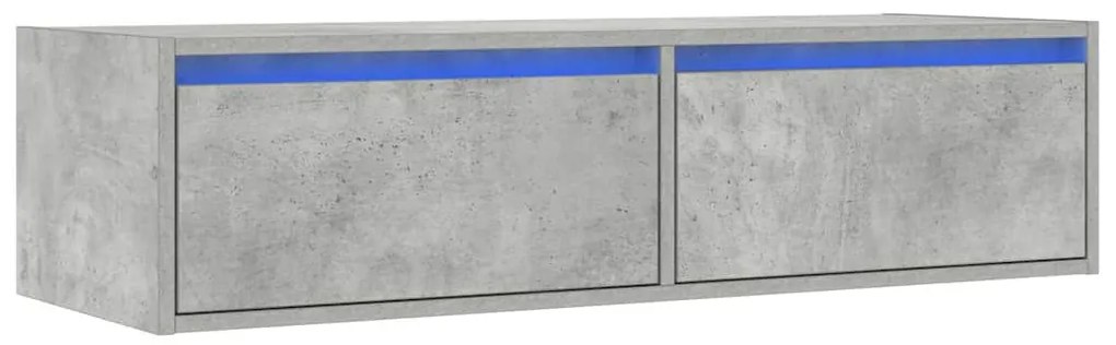TV szekrény LED világítással beton szürke 100X35,5x25 cm