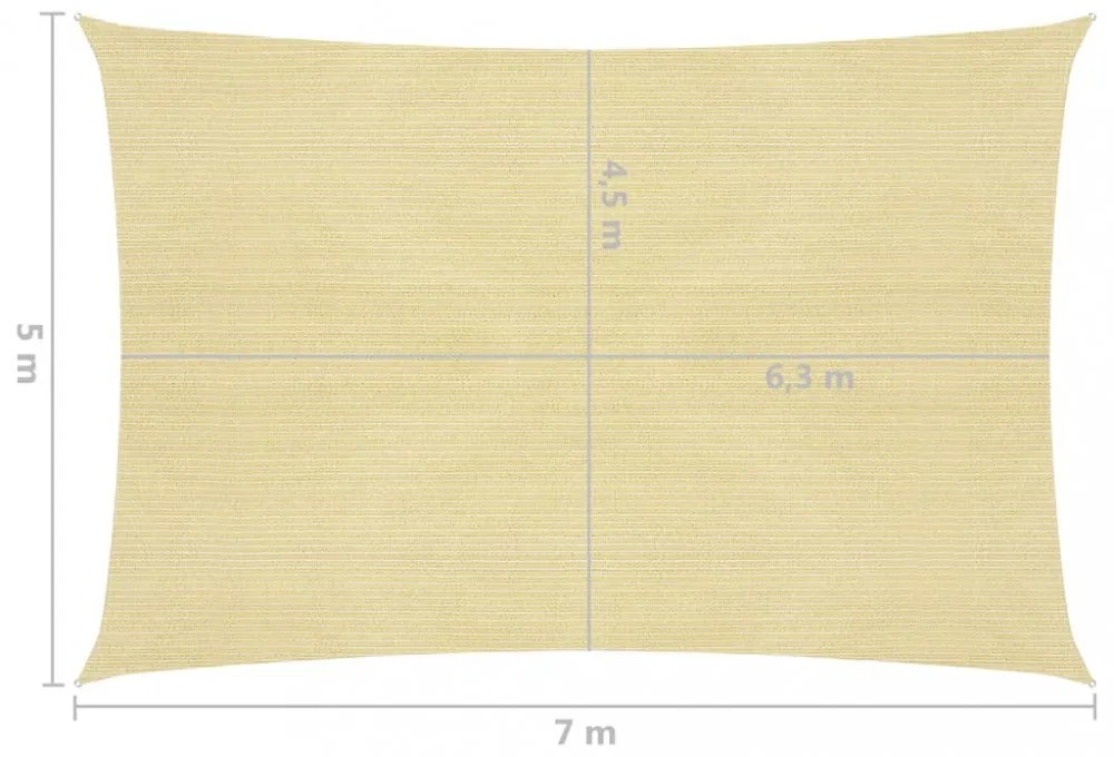 bézs HDPE napvitorla 160 g/m² 5 x 7 m