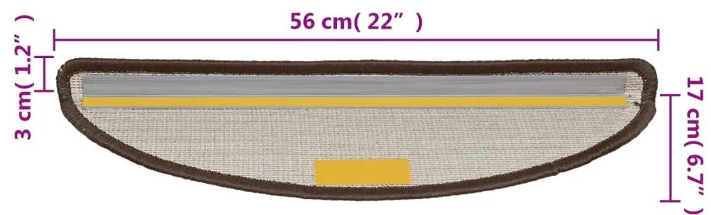 vidaXL 15 db barna lépcsőszőnyeg 56 x 17 x 3 cm