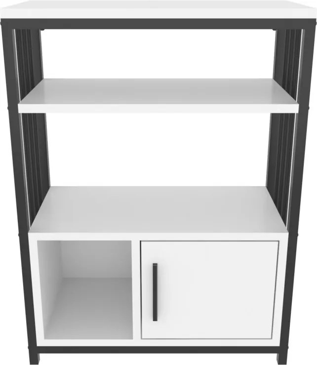 Letos könyvespolc, fehér-fekete, 60 cm