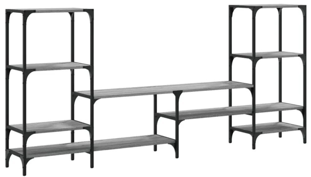 szürke sonoma színű szerelt fa TV-szekrény 206,5x28,5x95 cm