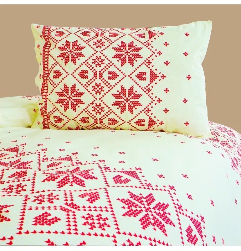EMI Etno piros ágyneműhuzat, A standard egyszemélyes ágy szett tartalma: 1x 140x200 + 1x 70x90