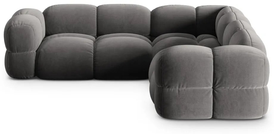Szürke bársony sarokkanapé Loretto – Cosmopolitan Design