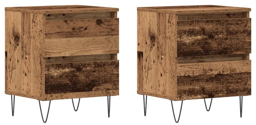 Éjjeliszekrény fiókkal 2 pcs Régi fa 40 x 35 x 50 cm Faanyag