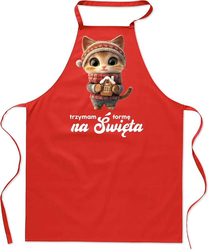 Női Konyhai Kötény férfi karácsonyi pamut nyomott mintás piros
