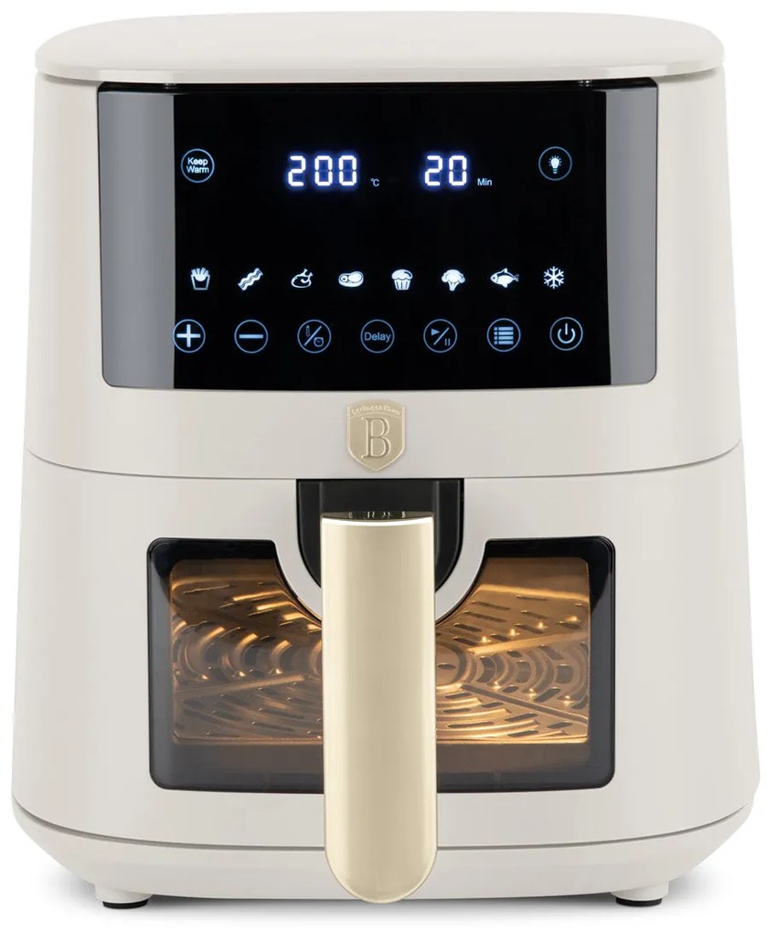 Berlinger Haus XL AirFryer 5 L átlátszó ablakkal matt krém