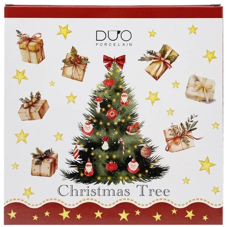 Karácsonyi fenyőfás porcelán desszertes tányér szett 2 db-os 19 cm Christmas Tree 3