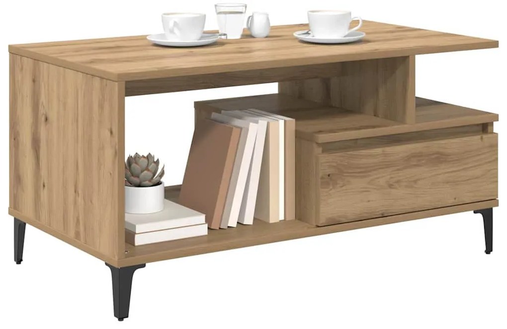 Dohányzóasztal kézműves tölgy 90 x 49 x 45 cm Faanyag