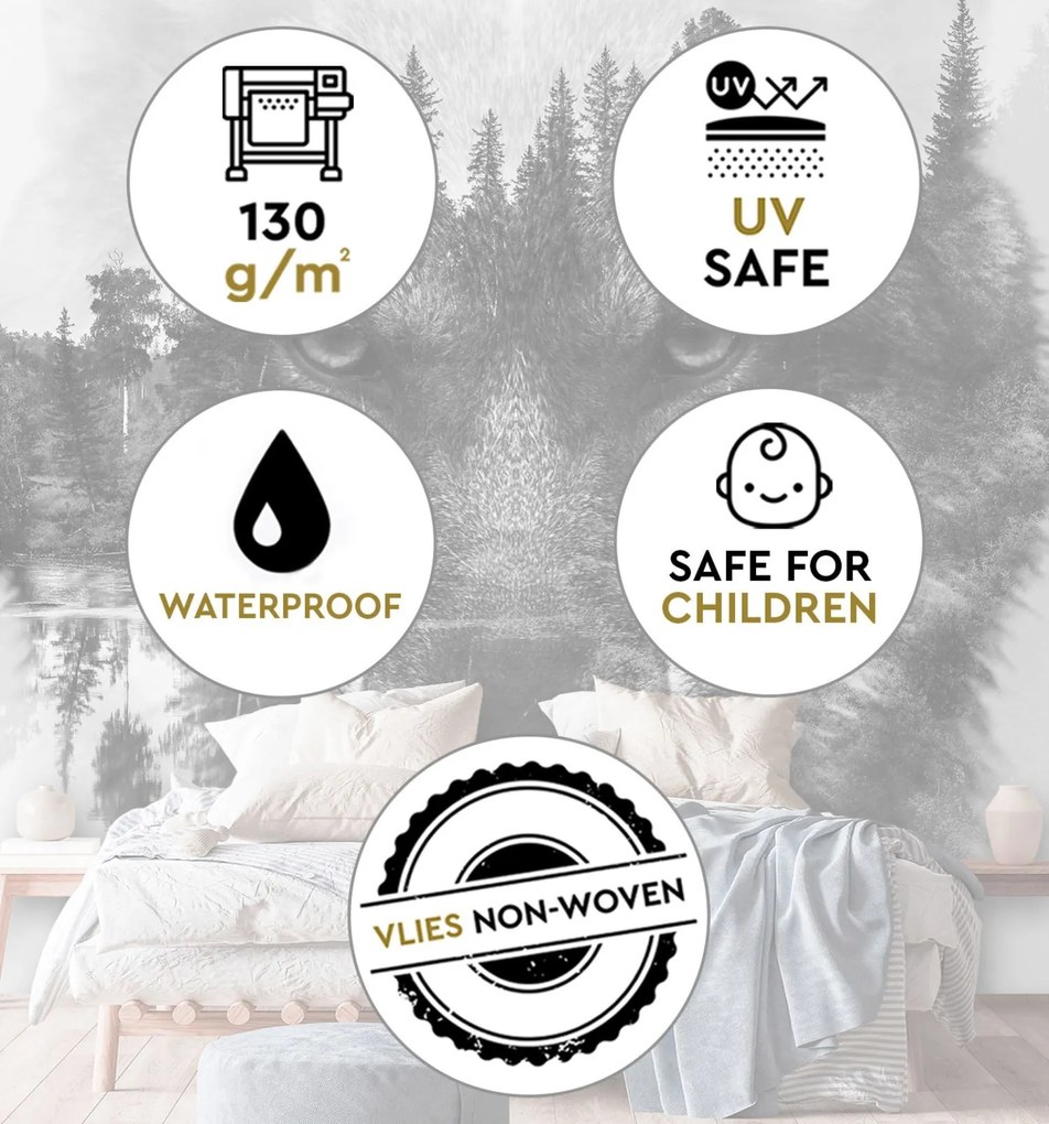 Gario Fotótapéta A farkas tükrözodik a tó felszínén Anyag: Vlies, Méret: 250 x 250 cm