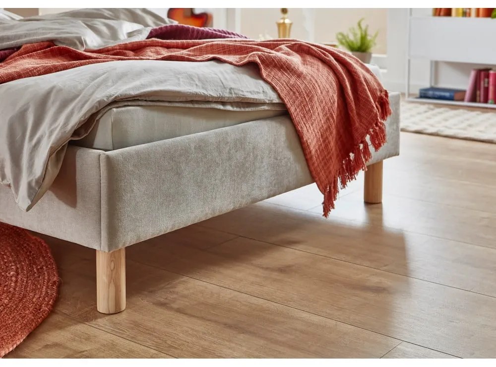 Bézs kárpitozott franciaágy ágyrács nélkül 140x200 cm Joker – Meise Möbel