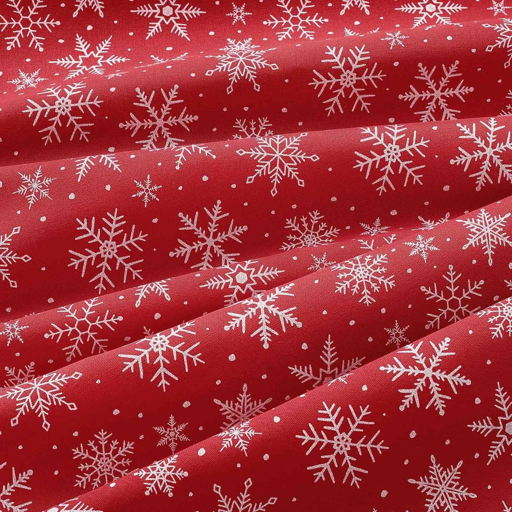 Goldea kör alakú karácsonyi terítő valencia - fehér pelyhek piros alapon Ø 140 cm