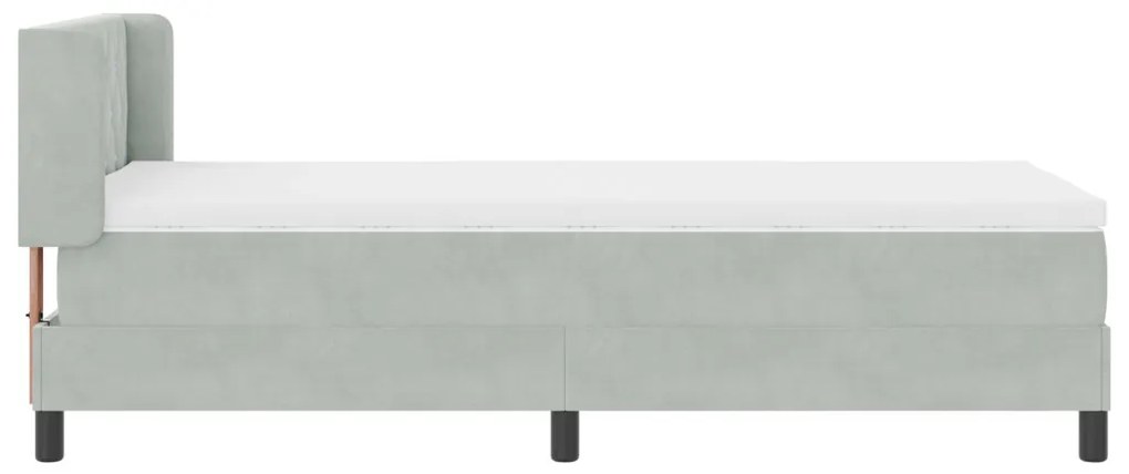 Boxspring Ágy Matrac Halandó Szürke 90x190 cm Bársonyos