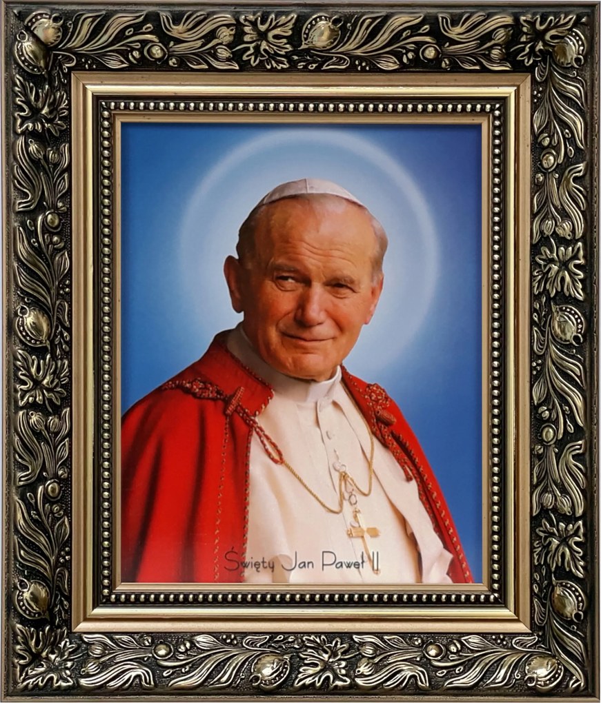 Vászonkép 35x30 Szent II. János Pál Pápa Arany Díszített Keret