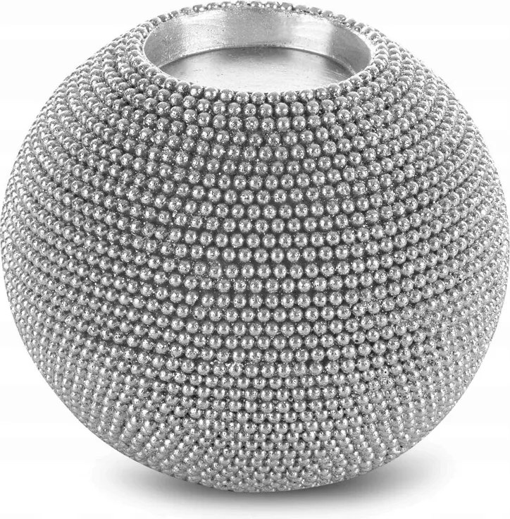 Dekorációs gyertyatartó Eldo 10x9 ezüst gömb alakú, strukturált mintás