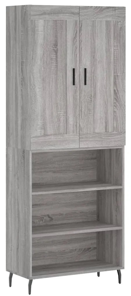 szürke sonoma szerelt fa magasszekrény 69,5 x 34 x 180 cm