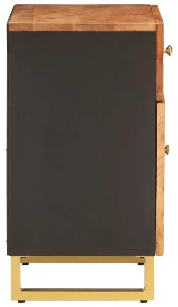barna és fekete tömör mangófa éjjeliszekrény 50 x 33 x 60 cm