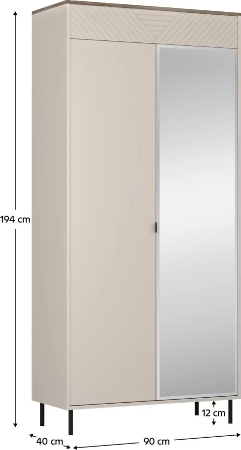 Szekrény, kasmír/castello tölgy, EYCO 2D/40