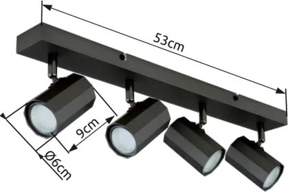 Globo 57918-4 Mennyezeti spotlámpa fém szürke matt, alumínium szürke matt, HxSzxM: 530x60x145mm, 4x GU10 25W 230V izzók nélkül