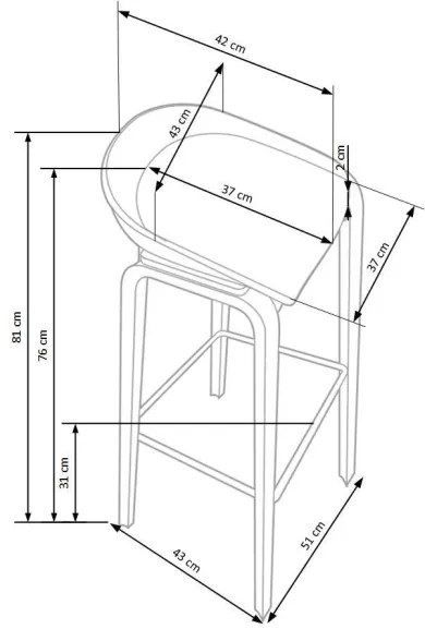 Bárszék 81x51 cm bézs/fehér