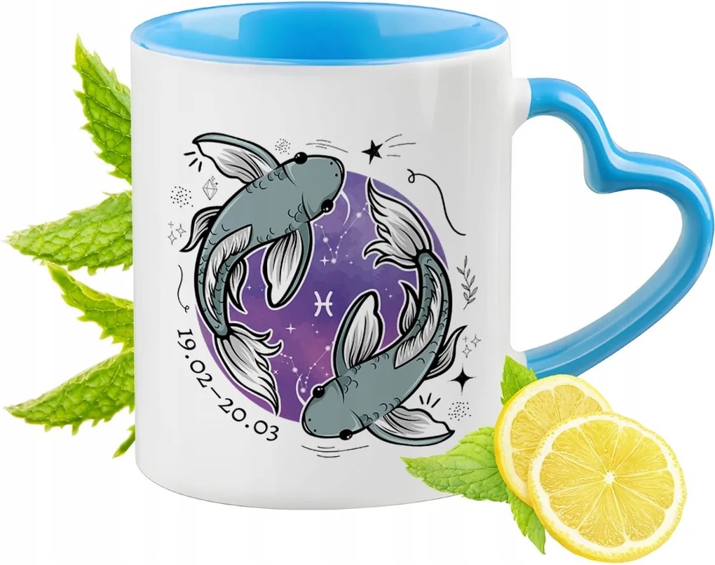 Zodiákus Kék Bögre Szív Alakú Füllel Ajándék