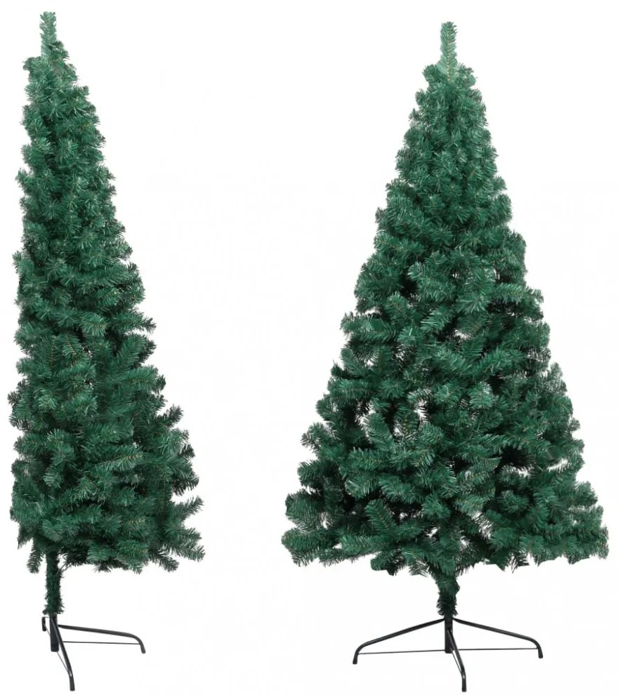 zöld PVC fél műkarácsonyfa állvánnyal 150 cm
