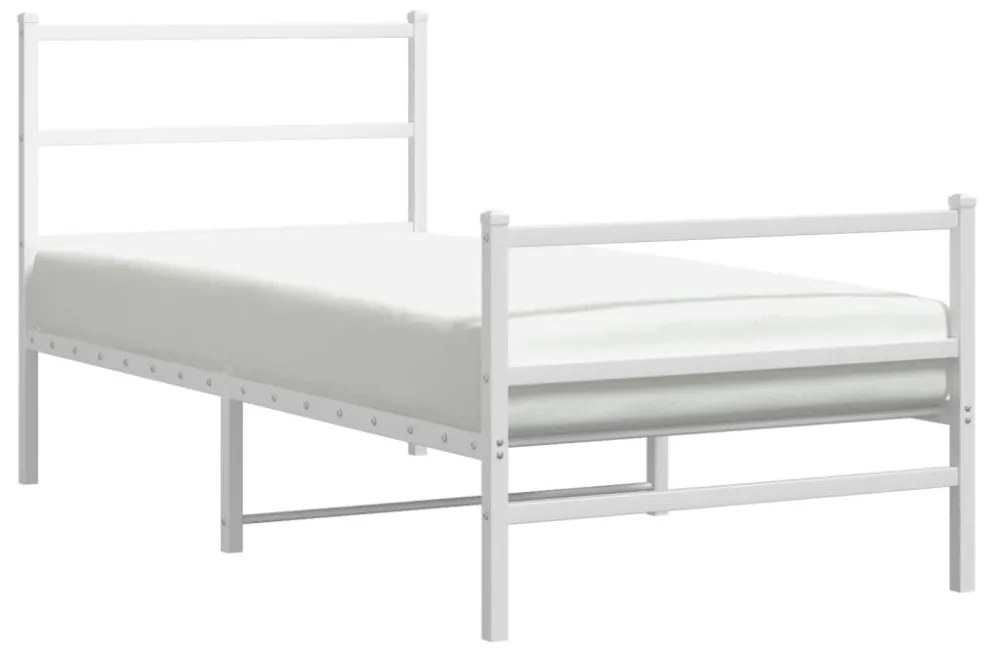 fehér fém ágykeret fej- és lábtámlával 90 x 200 cm