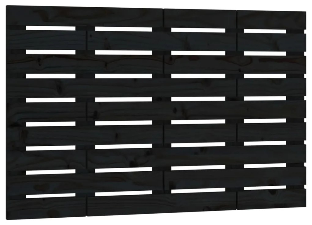 fekete tömör fenyőfa fali fejtámla 81x3x63 cm