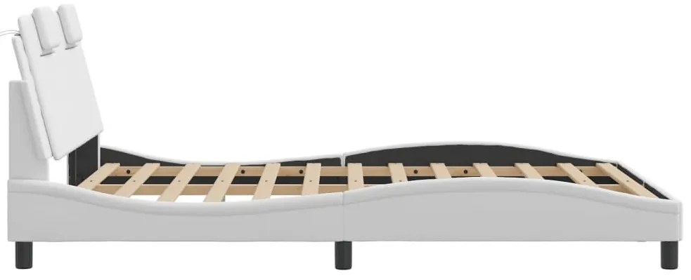 fehér műbőr ágykeret LED-világítással 120 x 200 cm