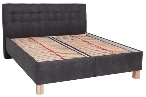 VIOLET kárpitozott ágy matraccal és tárolóval 180×200 cm sötétszürke