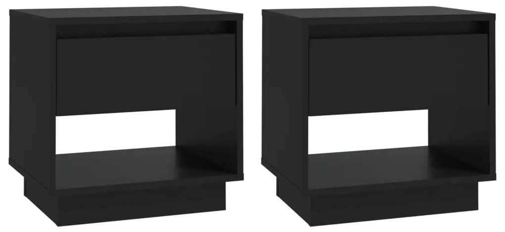 2 db fekete forgácslap éjjeliszekrény 45 x 34 x 44 cm