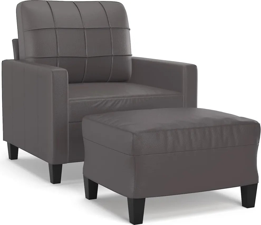 vidaXL szürke műbőr kanapéfotel lábtartóval 60 cm
