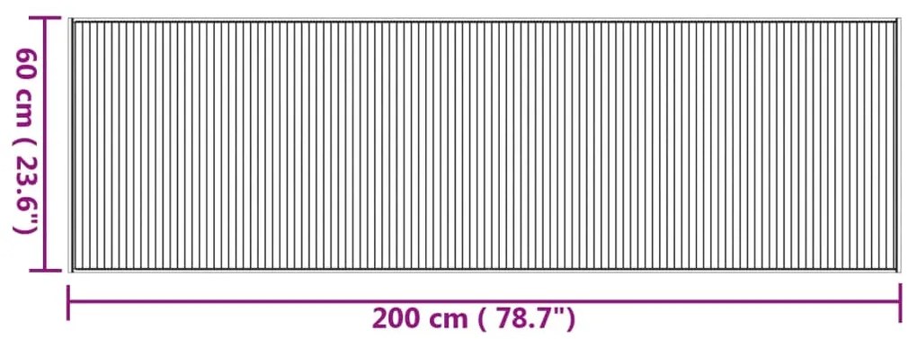 négyszögletű természetes bambusz szőnyeg 60 x 200 cm