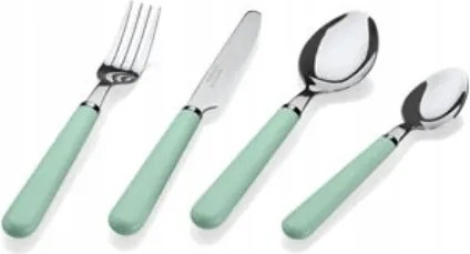 Ernesto Evőeszköz készlet, acél, zöld nyéllel 24 db (71/E-510)
