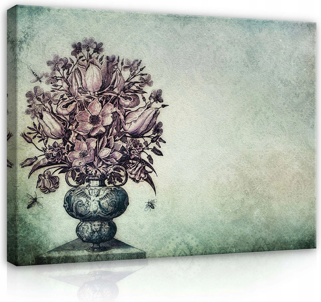 Vászonkép 80x60 Vintage csokor botanika antik nosztalgia retro virágok