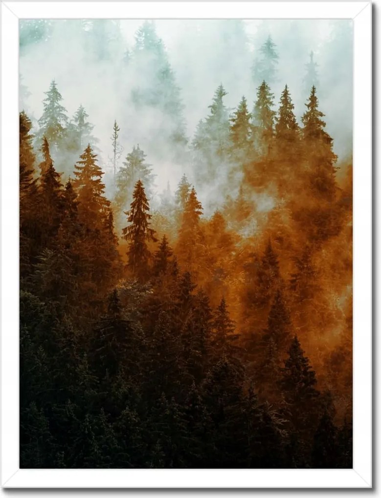 Poszter fehér keretben 30x40 Őszi táj Hegyek