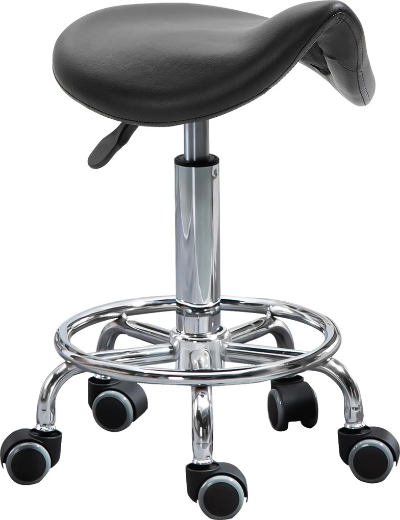 HOMCOM Forgószék 5 Kerekével, Magasságban Állítható Szék, Párnázott Ergonomikus Hab Ülés, Modern és Sokoldalú Dizájn, 36.5x37.5x51-66 cm, Fekete | Aos